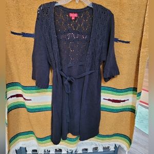 (4263) ELLE Women's Long Sweater,Cardigan, Size L,  Black,